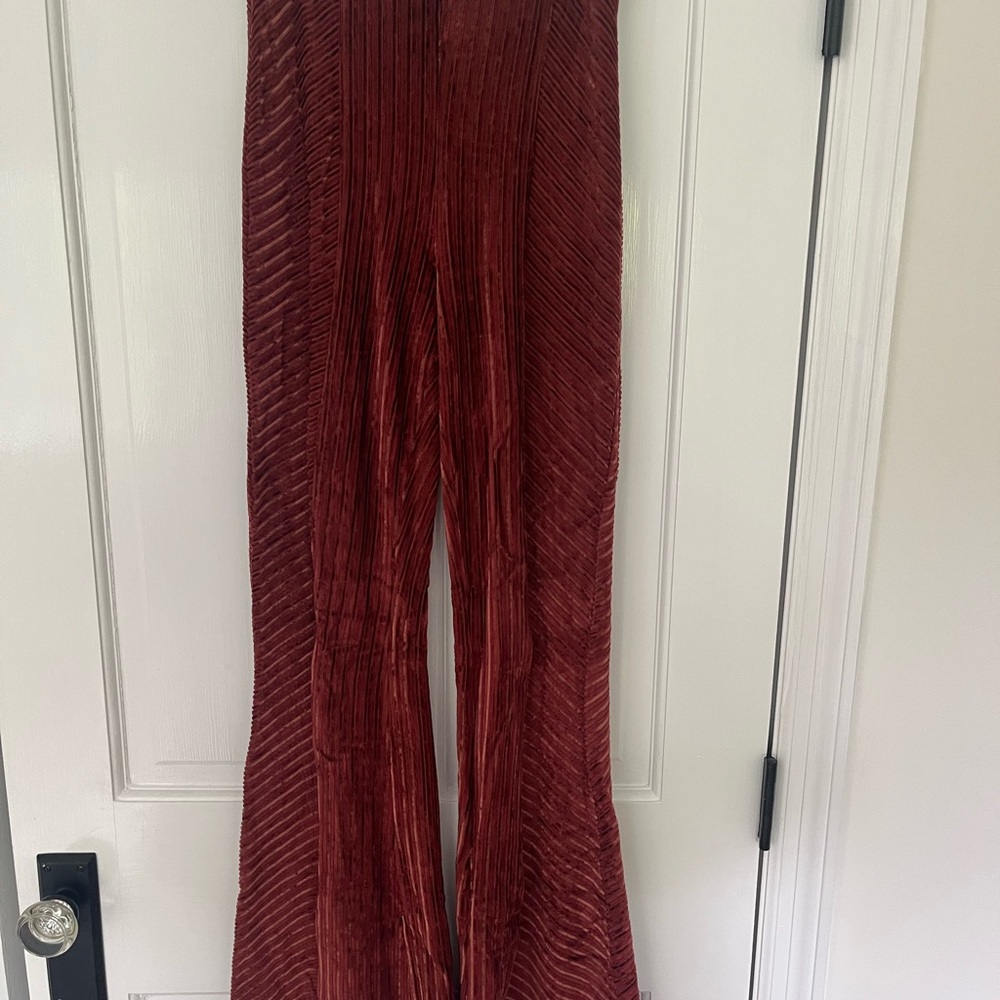 Free People Red Velvet Flare Pants